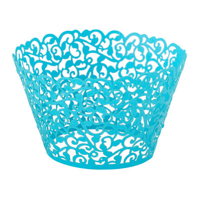 Cupcake Wrapper Blå Lace - 25-pack