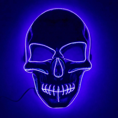 El Wire Skull LED Mask - Blå