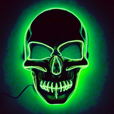 El Wire Skull LED Mask - Grön