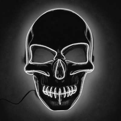 El Wire Skull LED Mask - Vit