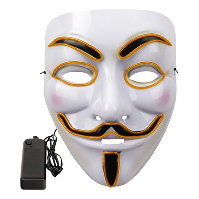 EL Wire V For Vendetta LED Mask - Gul