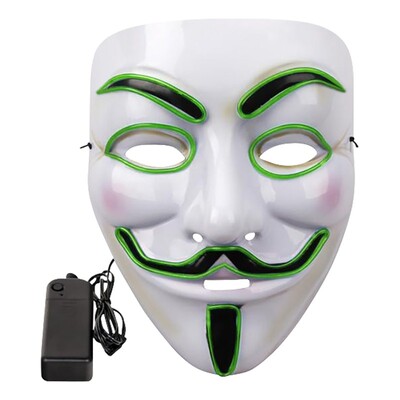 EL Wire V For Vendetta LED Mask - Neongrön