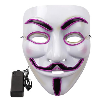 EL Wire V For Vendetta LED Mask - Rosa