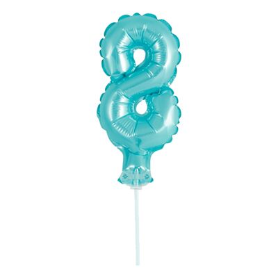 Folieballong på Pinne Ljusblå - Siffran 8