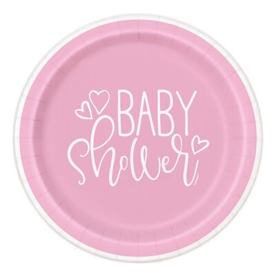 Papperstallrikar Baby Shower Rosa - 8-pack