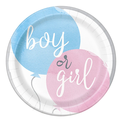 Papperstallrikar Gender Reveal He & She - 8-pack