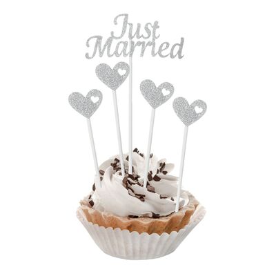 Partypicks Just Got Married Silver - 5-pack