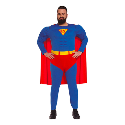 Superhjälte med Muskler Blå/Röd Plus-size Maskeraddräkt - Plus-size