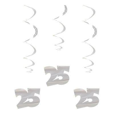 Swirls 25 Silver Hängande Dekoration - 3-pack